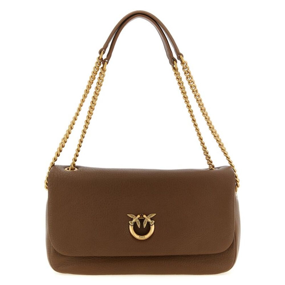 PINKO Brown Lamb Leather Shoulder Women's Bag
